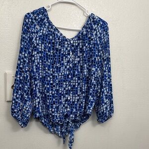 Counterparts Navy and White Geometric Blouse